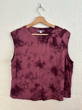 JoyLab Burgundy Tie-Dye Muscle Tee